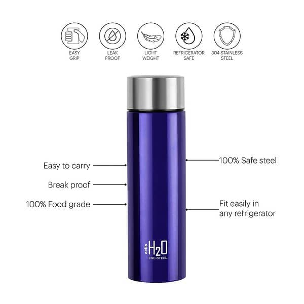 CELLO H2O Stainless Steel Water Bottle Blue A - LXINDIA.COM