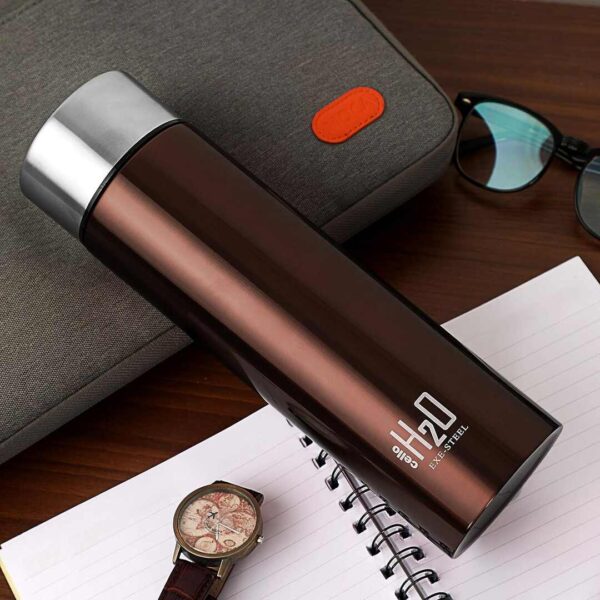 CELLO H2O Stainless Steel Water Bottle Brown a - LXINDIA.COM