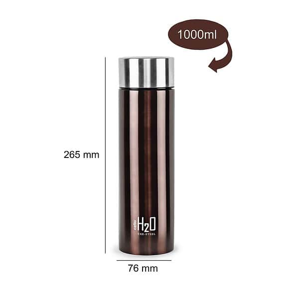 CELLO H2O Stainless Steel Water Bottle Brown c - LXINDIA.COM