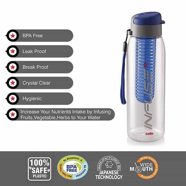 CELLO Infuse Plastic Water Bottle Blue C - LXINDIA.COM