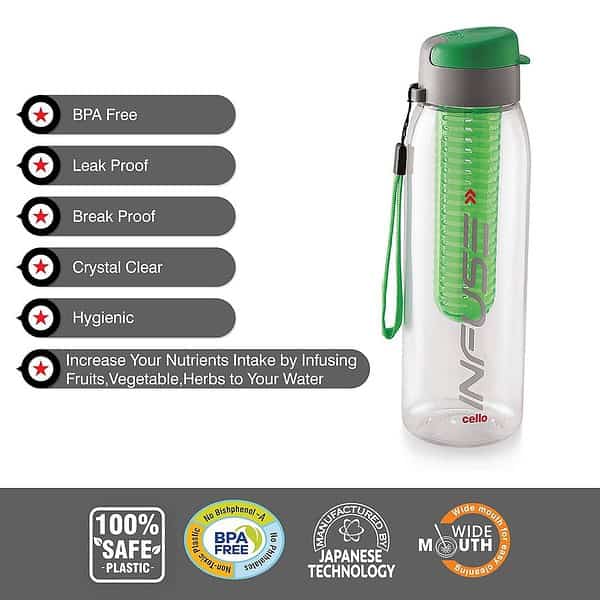 CELLO Infuse Plastic Water Bottle Green A - LXINDIA.COM