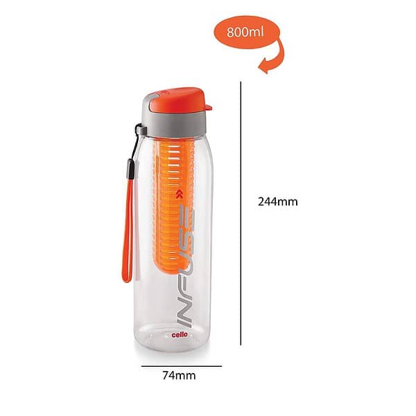 CELLO Infuse Plastic Water Bottle Orange b - LXINDIA.COM