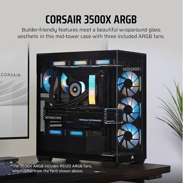 CORSAIR 3500X ARGB PC Case 3X CORSAIR Black 1 min - LXINDIA.COM