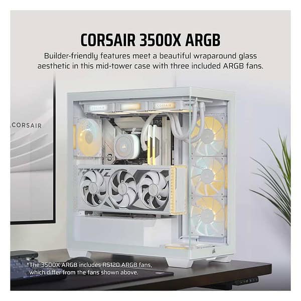 CORSAIR 3500X ARGB PC Case 3X CORSAIR White 1 min - LXINDIA.COM