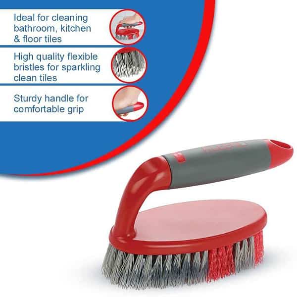 Cello Kleeno Tile Scrubber Plastic Brush Red and Grey1 - LXINDIA.COM