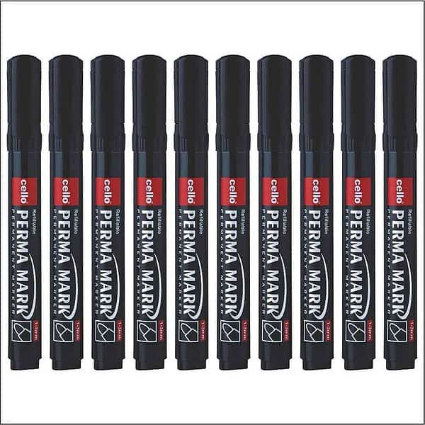 Cello Perma Mark Permanent Bold Marker Black Set of 102 - LXINDIA.COM