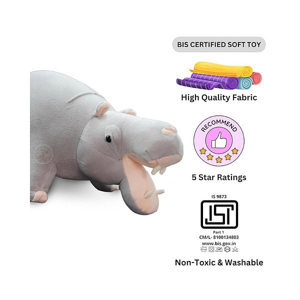 Chi Chimpu Realistic Big Size Hippo Soft Toys Grey 50 cm 1 - LXINDIA.COM