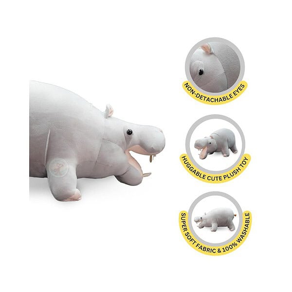 Chi Chimpu Realistic Big Size Hippo Soft Toys Grey 50 cm 2 - LXINDIA.COM