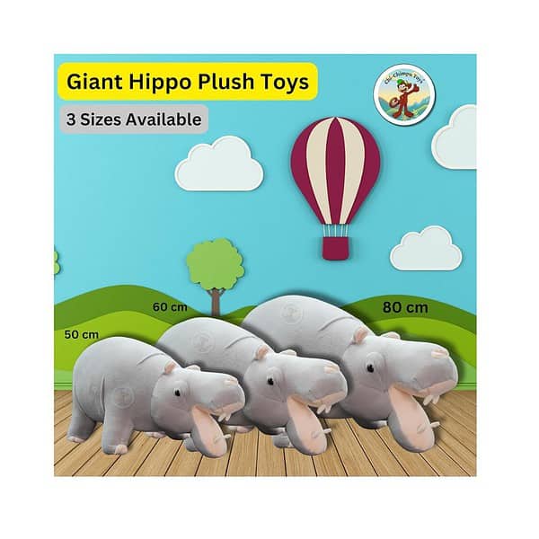 Chi Chimpu Realistic Big Size Hippo Soft Toys Grey 80 cm 1 - LXINDIA.COM