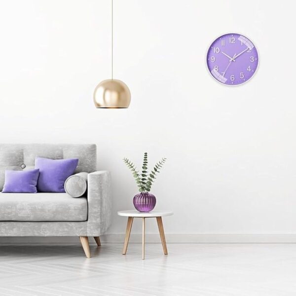 Claiez Wall Clock 12 Silent Quartz Decorative Latest Wall Clock Light Purple 2 - LXINDIA.COM