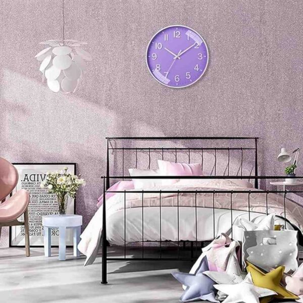 Claiez Wall Clock 12 Silent Quartz Decorative Latest Wall Clock Light Purple 3 - LXINDIA.COM