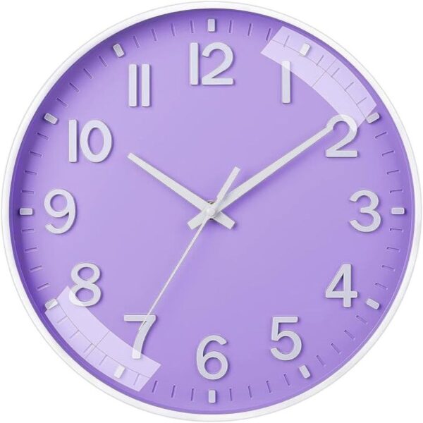 Claiez Wall Clock 12 Silent Quartz Decorative Latest Wall Clock Light Purple - LXINDIA.COM