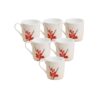 Clay Craft Fine Ceramic Red Flower Tea Cups Set of 6 - LXINDIA.COM