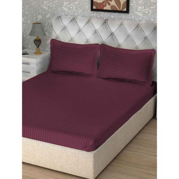 Cloth Fusion Glace Cotton Feel Double Size Bedsheet Wine - LXINDIA.COM