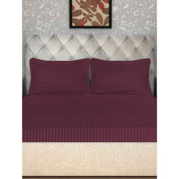 Cloth Fusion Glace Cotton Feel Double Size Bedsheet Wine2 - LXINDIA.COM