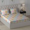 Cloth Fusion Glace Cotton King Size Bedsheet Pastel Blocks - LXINDIA.COM