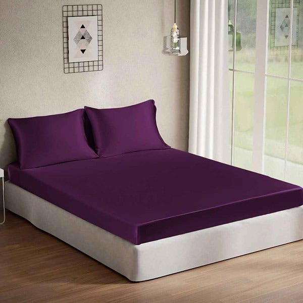 Cloth Fusion Satin Bedsheet for King Size Bed Wine2 - LXINDIA.COM