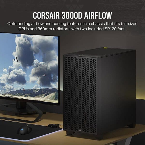 Corsair Alloy Steel 3000D Pc Case 2X Sp120 Elite Fans Black 1 min - LXINDIA.COM