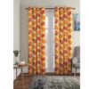 Cortina 2 Piece Floral Design Panel Eyelet Polyester Door Curtains 7 Feet Orange - LXINDIA.COM