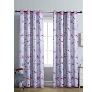 Cortina Double Sided Printed Blackout Curtains 9 Feet White Heather - LXINDIA.COM