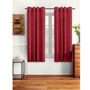 Cortina Durable Stylish Polyester Curtains 5 Feet Set of 2 Maroon - LXINDIA.COM