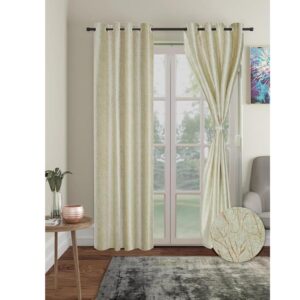 Cortina Knitting Foil Curtains 7 Feet Pack of 2 Green - LXINDIA.COM