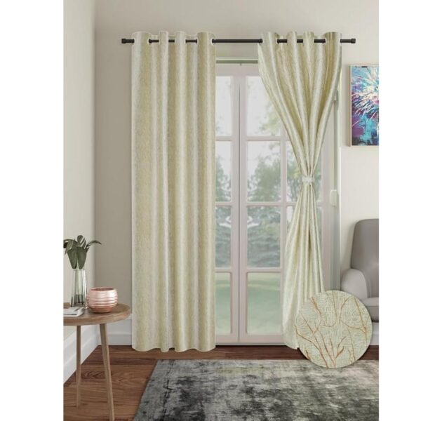 Cortina Knitting Foil Curtains 7 Feet Pack of 2 Green - LXINDIA.COM