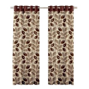 Cortina Modern Printed Polyester Eyelet Door Curtain Pack of 2 Brown 9 Feet - LXINDIA.COM