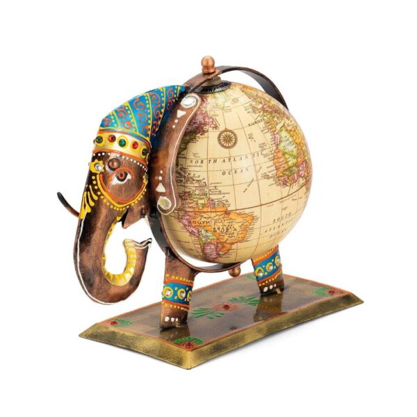 CraftVatika Globe Metal Elephant Table Top Showpiece 4 - LXINDIA.COM