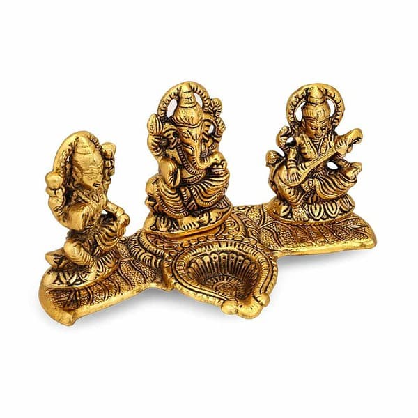 CraftVatika Laxmi Ganesh Saraswati Metal Murti Idol 1 - LXINDIA.COM