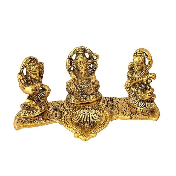 CraftVatika Laxmi Ganesh Saraswati Metal Murti Idol 3 - LXINDIA.COM