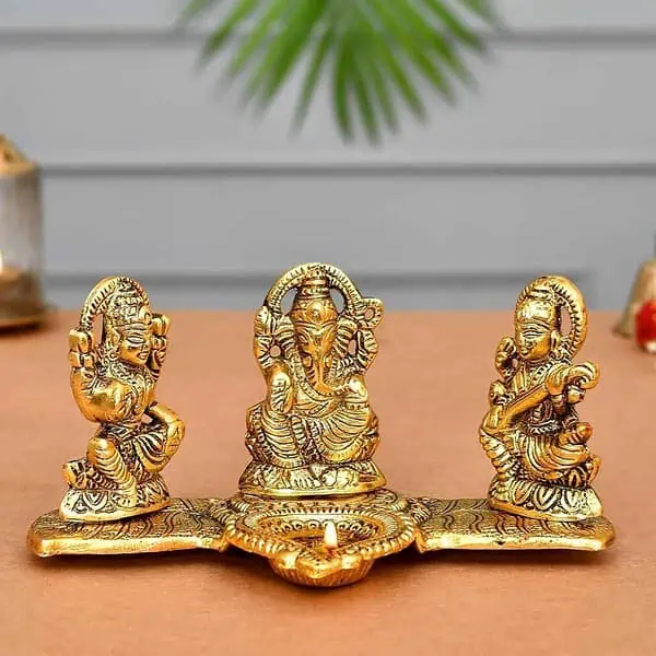 CraftVatika Laxmi Ganesh Saraswati Metal Murti Idol - LXINDIA.COM