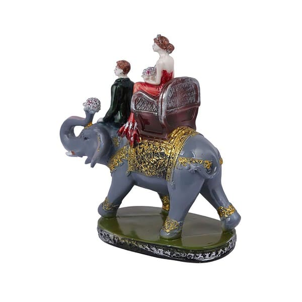 CraftVatika Love Couple Sitting on Elephant Statue Multicolour 3 - LXINDIA.COM