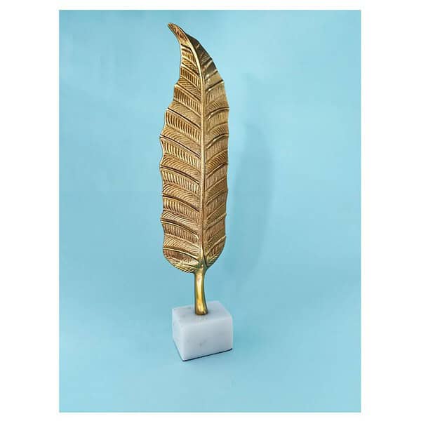 CraftVatika Metal Golden Leaf on Marble Base Showpiece 1 - LXINDIA.COM