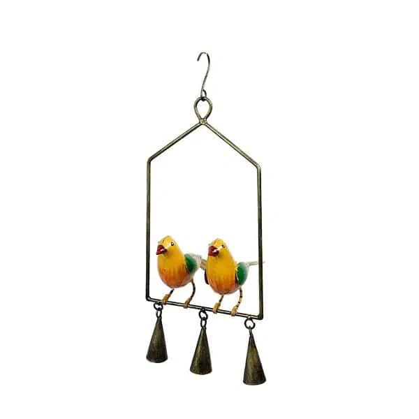 CraftVatika Metal Painted Birds Wall Hanging with Bells Showpiece - LXINDIA.COM