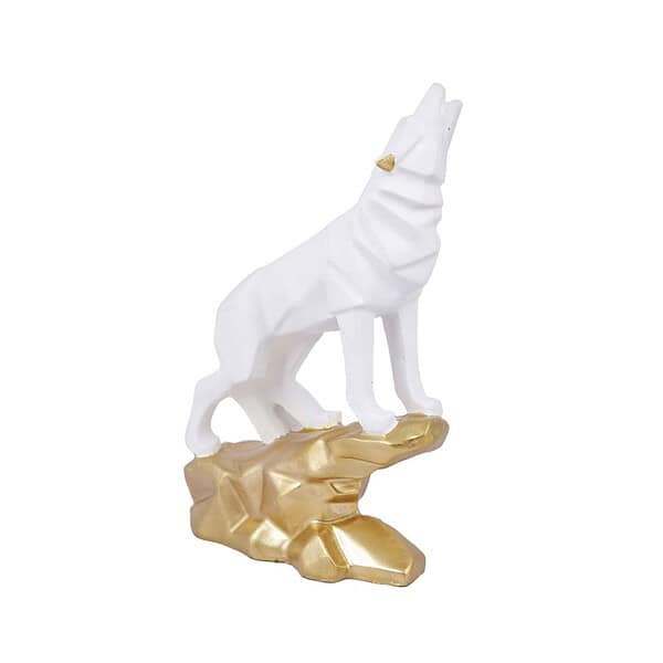 CraftVatika Resin Geometric Wolf Statue White 1 - LXINDIA.COM