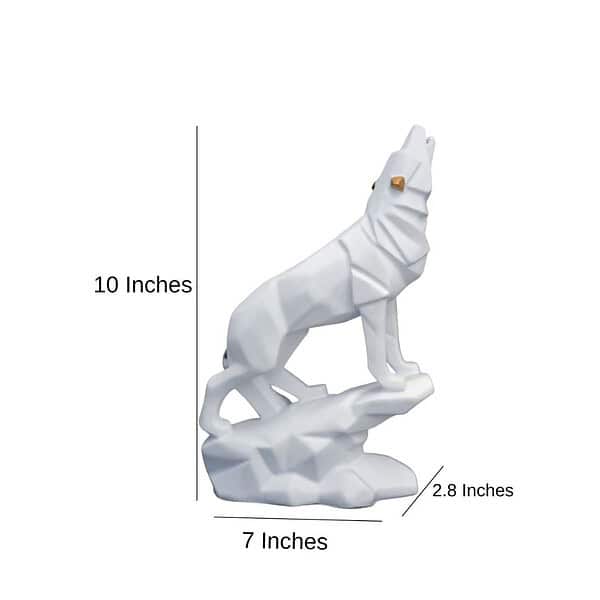 CraftVatika Resin Geometric Wolf Statue White 2 - LXINDIA.COM