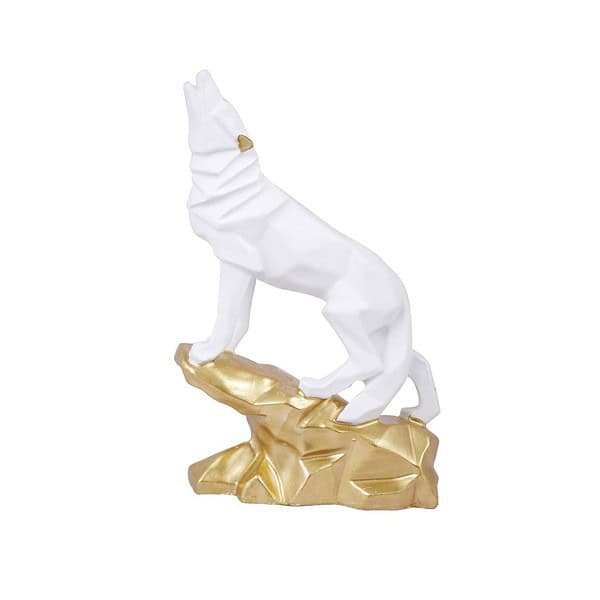 CraftVatika Resin Geometric Wolf Statue White 4 - LXINDIA.COM