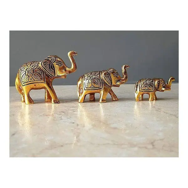 CraftVatika Set of 3 Metal Trunk Up Elephant Family Statue Showpiece - LXINDIA.COM