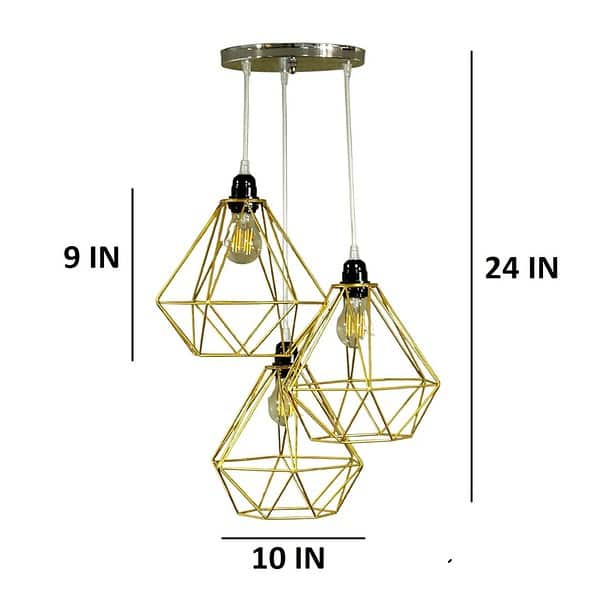 Craftter Decorative Dimond Metal Hanging Lamp Pendant Light Set of 3White Gold 2 - LXINDIA.COM