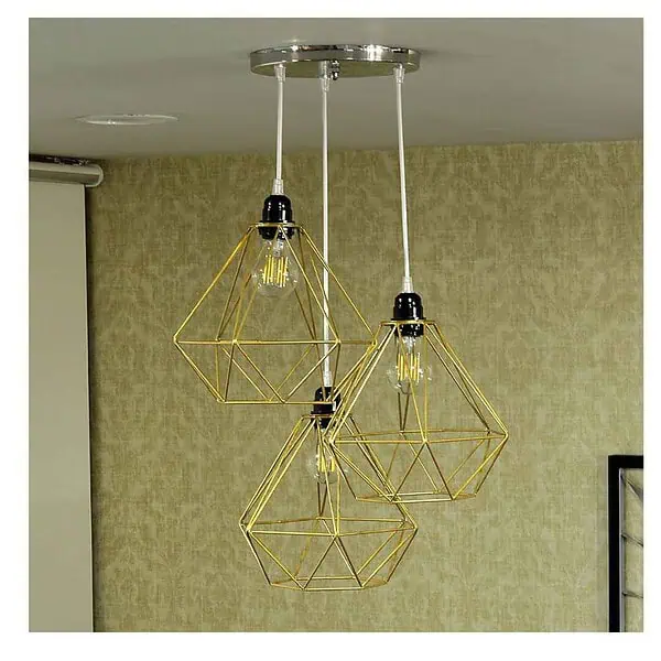 Craftter Decorative Dimond Metal Hanging Lamp Pendant Light Set of 3White Gold 3 1 - LXINDIA.COM