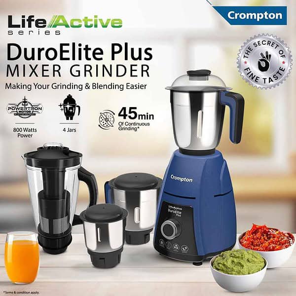 Crompton DuroElite Plus 800 W Mixer grinder Blue2 - LXINDIA.COM