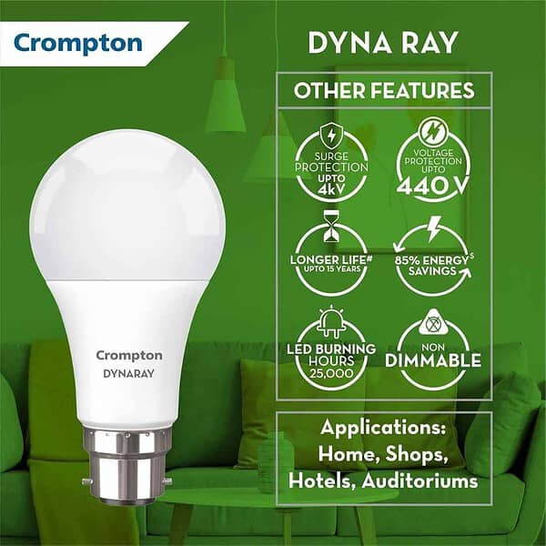 Crompton Dyna Ray LED Bulb 12W Warm White2 - LXINDIA.COM