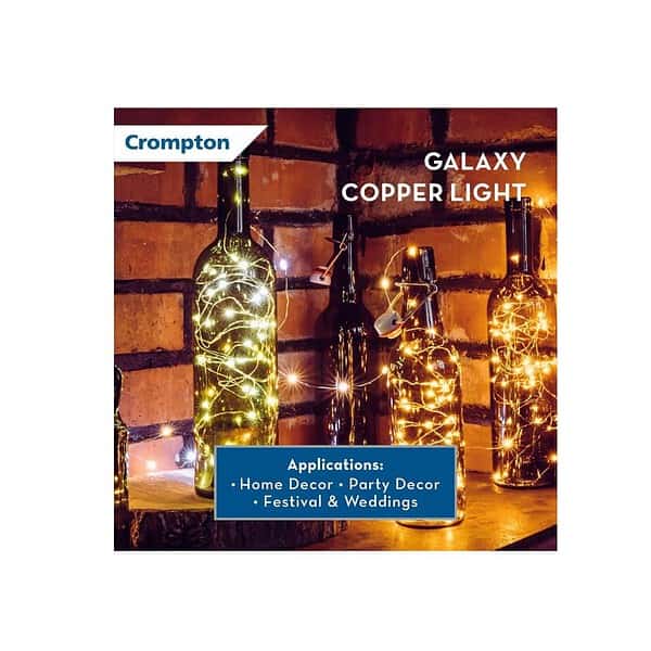 Crompton Galaxy Decoration Copper USB Powered String Fairy Lights Pink 1 min - LXINDIA.COM