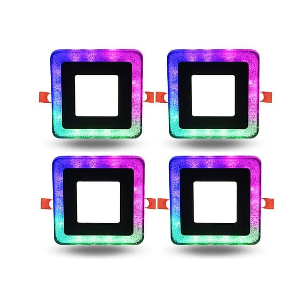 D Mak Exclusive 6 White PGB Super Bright Double Color LED POP Square Shape Ceiling Panel Light Pack of 4 Multicolour Jellya 1 - LXINDIA.COM