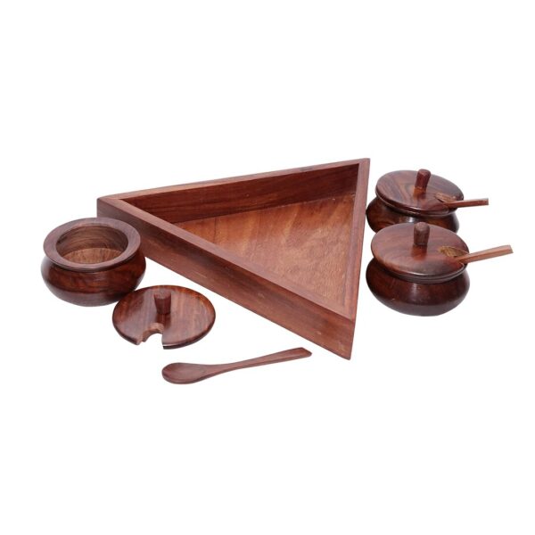 DELUX WOOD CARVER Triangular Decorative Box Wooden Jars A - LXINDIA.COM