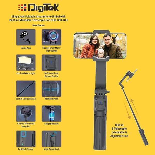 DIGITEK DSG 003 ACH Single Axis Foldable Extendable Rod Tripod Base 2 - LXINDIA.COM