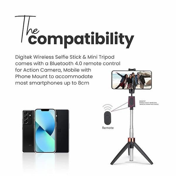 DIGITEK DTR 210SS 68cm Portable Selfie Stick 2 - LXINDIA.COM