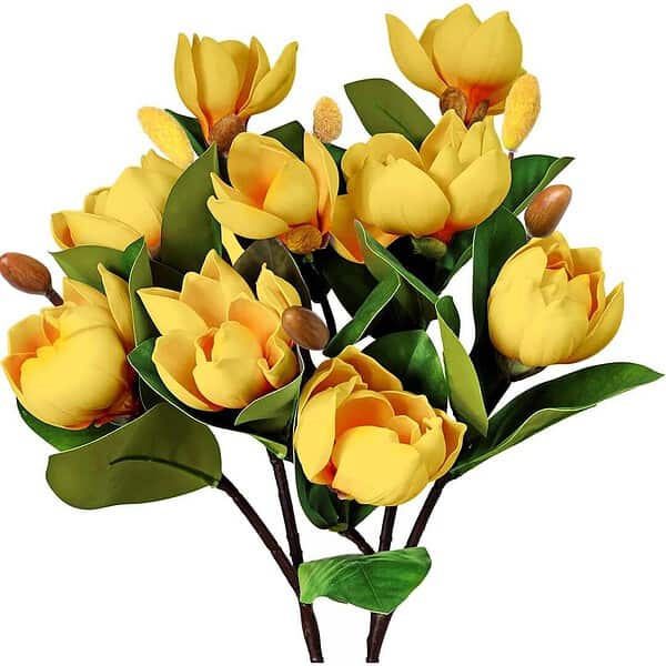 Decor And More Artificial Orchid Flowers with White Ceramic Pot 2 Pic Yellow - LXINDIA.COM