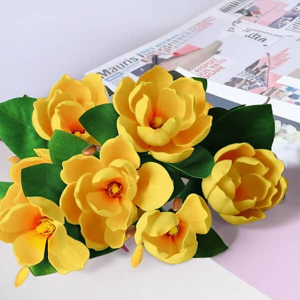 Decor And More Artificial Orchid Flowers with White Ceramic Pot 2 Pic Yellow C - LXINDIA.COM